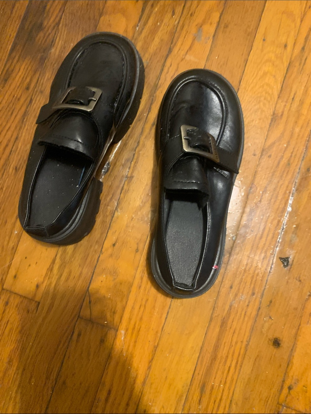 Women's Black Buckle Slip-On Loafers